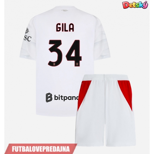 Lacne Dětský Futbalové dres AC Milan Mario Gila #34 2026-27 Krátky Rukáv - Preč (+ trenírky)